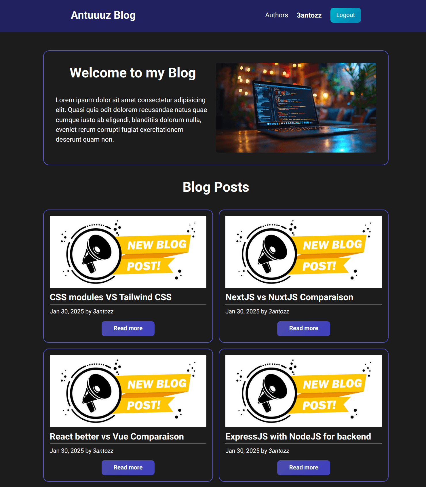 Blog Page interface image